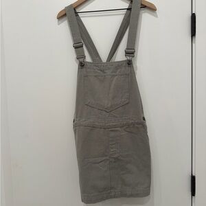 Olive Green Denim Overall Dress